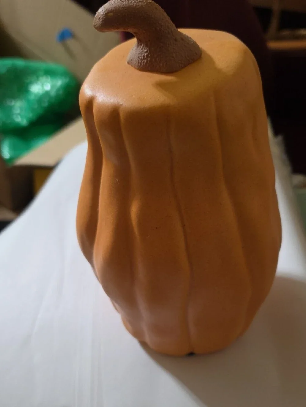 Orange Ceramic Jack-O'-Lantern Luminary Unknown Brand